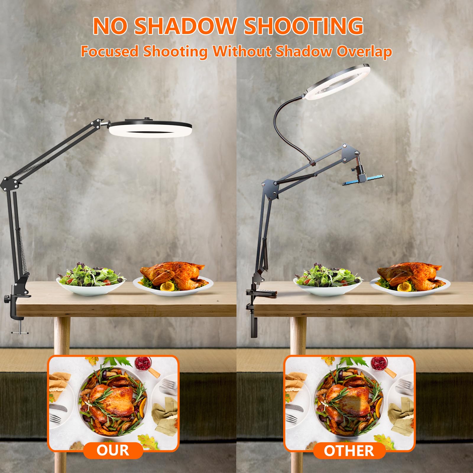 OldShark Overhead Phone Mount with 10’’ LED Ring Light, Tripod Stand & Holder for iPhone/Cameras - Ideal for Video Recording & Live Streaming